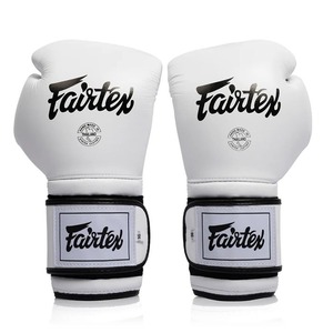 Custom Made Fairtex White Leather Boxing Gloves Velcro Closure Adjustable Wrist <b>Strap</b> Made In Thailand For Adults Training - Product Image 6