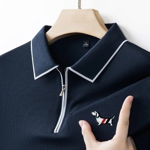 Pull en jersey à col zippé pour homme, manches longues, motif dessin animé brodé, mode printemps, tenue décontractée et professionnelle - Product Image 5
