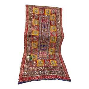 Handmade Heavy Embroidered <b>Silk</b> Shawl Women's Long Ethnic Floral Pattern <b>Red</b> Yellow Decorative All Seasons Wear - Product Image 1