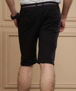 Pantalones Cortos Bermuda de Algodón Oxford Negros Sólidos para Hombre, Cintura Media, Cierre de Botones, Estilo Casual, Tejido Transpirable, Personalizables - Product Image 2