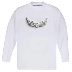 Unisex <b>White</b> <b>Long</b> <b>Sleeve</b> Crew Neck Printed Moisture Wicking Polyester Eco-Friendly Regular Fit All Seasons Pullover <b>Top</b> - Product Image 2