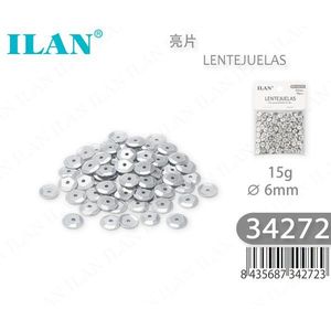 Paillettes ILAN 6mm Argento 15g Per Artigianato e Decorazione - Product Image 1