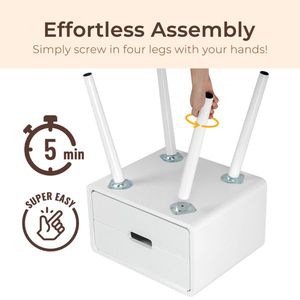 Comodino in Legno Massello con Cassetto e Gambe per Camera da Letto e Soggiorno, Elegante Tavolino Laterale - Product Image 6