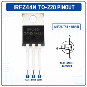 ทรานซิสเตอร์ <span class=keywords><strong>MOSFET</strong></span> กำลังสูงแบบ <span class=keywords><strong>N</strong></span>-<span class=keywords><strong>Channel</strong></span> รุ่น IRFZ44NPBF IRFZ44N IRFZ44 55V 49A ของ FYX Stock สำหรับขับเคลื่อนมอเตอร์ - Product Image 4