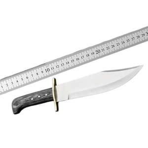 Cuchillo Bowie de Acero de Damasco Hecho a Mano con Punta Clip, Guarda de Latón Fija, Mango de Madera, para Uso Exterior, Proveedor Mayorista EE. UU. - Product Image 6