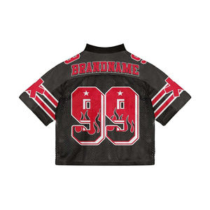 Maillot de football streetwear personnalisé avec impression par sublimation, logo brodé et empiècements en mesh, unisexe, style américain - Product Image 4