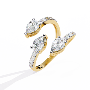 Bague de fiançailles solitaire tendance à double bande avec diamant de laboratoire 0,67 ct, clarté VVS/VS, certifiée IGI, or jaune/blanc/rose 9 carats - Product Image 3