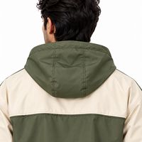 Ensemble de survêtement unisexe coupe-vent en polyester/nylon écologique, couleur olive beige, léger, respirant, avec veste à capuche et pantalon