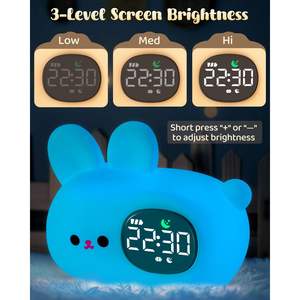 Cute USB Rechargeable Portable Multi-functional Student Silicone Rabbit LED Animal White Noise Alarm <b>Clock</b> <b>Sleep</b> <b>Trainer</b> Night - Product Image 3