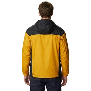 Direct Factory Supply <b>Men</b> Solid Yellow Hooded Windbreaker <b>Jacket</b> Lightweight Waterproof Breathable Zip Up Outdoor <b>Running</b> Sports - Product Image 2