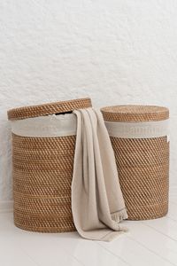 Contemporary Handwoven Rattan Storage <b>Baskets</b> Strong Decorative Furniture Pieces Crafted in Vietnam - Product Image 2