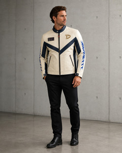 Chaqueta de Moto para Hombre en Cuero PU, Diseño con Bloques de Color, Cierre de Cremallera, Cuello Alto, Corte Regular, Resistente al Viento - Product Image 4
