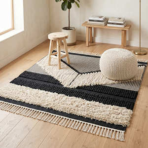 Handwoven Cotton Decorative <b>Rug</b> with Diamond Texture for Farmhouse Living <b>Spaces</b> - Product Image 3