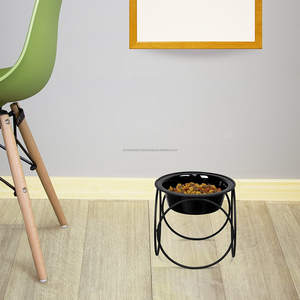 Acme Metal 100% Pure Stainless Steel Round Pet <b>Bowl</b> Black Powder Coated with Wire Base Indian Design for <b>Dog</b> Feeding Made India - Product Image 5