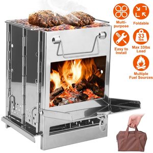 Grande argento acciaio inossidabile pieghevole cucina esterna Backpacking sopravvivenza falò Grill per escursioni barbecue-stufa a legna campeggio - Product Image 2