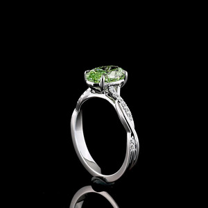 IGI Certified Vivid <b>Green</b> Oval Lab Grown Diamond Luxury Twist Shank Engagement Ring 10K 14K 18K Gold 925 935 Anniversary <b>Wedding</b> - Product Image 3