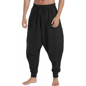 <b>Men's</b> Black Solid Mid Waist Capri Shorts Cotton Drawstring Casual Breathable <b>Cropped</b> Summer Streetwear Style - Product Image 3
