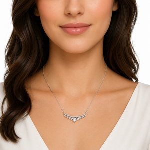 Collar de Barra Curva con Diamantes en Plata de Ley 925 para Mujer, Acabado Pulido, Elegante, para Fiestas, Bodas, Uso Diario, Regalo, Joyería - Product Image 2