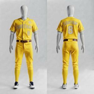 Conjunto de Uniforme de Béisbol con Cuello Redondo para Hombre, Manga Corta, 100% Poliéster, Logotipo Blanco, Corte Regular, Cierre de Botones, Transpirable - Product Image 2