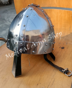 Casque nasal médiéval en acier doux, fait main, avec mentonnière en cuir, pour cosplay, armure historique, costume de Renaissance, Halloween, cadeau - Product Image 6