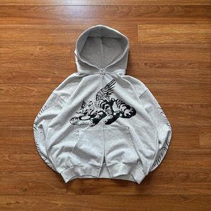 Sudadera con Capucha Oversize con Cremallera Completa, Estilo Casual Urbano, Unisex, 100% Algodón Premium, Logotipo Frontal, Moda - Product Image 3