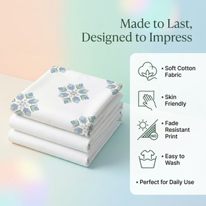 Sábana Super King 120x120* 100% Algodón Puro con Estampado de Motivos Blancos y Acuáticos |   Ropa de Cama de Lujo Suave y Transpirable con 2 Fundas de Almohada. - Product Image 4