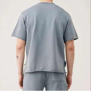 เสื้อยืดผู้ชายไซส์ใหญ่ สีเทาล้วน ผ้าฝ้าย แขนสั้น คอกลม แบบลำลอง ผ้าเจอร์ซีย์ถัก ดีไซน์เรียบ - Product Image 6