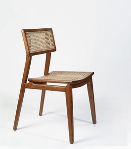 Mid Century <b>Teak</b> Wood <b>Dining</b> <b>Chair</b> with Double Rattan Webbing Panels - Product Image 3