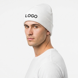 Breathable Custom Winter White Beanie Cap Unisex Acrylic Knitted <b>Hat</b> Warm Soft Ski Headwear Windproof with <b>Scarf</b> <b>Set</b> - Product Image 3