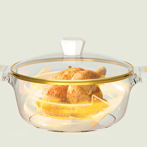 Modern Non Stick Casserole <b>Pot</b> Featuring Granite Stone Coating Multi Layer Aluminum Construction Tempered Glass Cover - Product Image 5