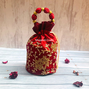 Sac Potli indien traditionnel fait à la main multicolore, sac de soirée brodé à la main pour femmes et filles, cadeau - Product Image 3