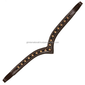 Diadema de cuero 100% personalizada para equitación, con cristales decorativos y acolchado suave. - Product Image 6