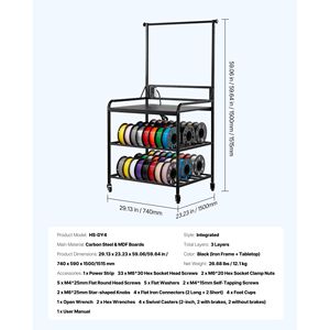 Carrello Porta Filamenti per Stampante 3D a 3 Livelli con Ruote, Supporto per Bobine per un'Organizzazione Efficiente - Product Image 6