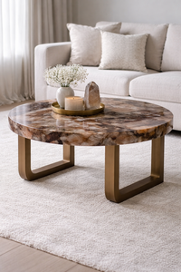 Mesa de Centro de Cuarzo Ahumado, Mesa de Cristal Hecha a Mano para Muebles de Sala de Estar - Product Image 2