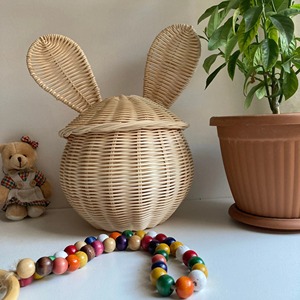 Panier en rotin à oreilles d'ours, paniers de rangement faits à la main, rotin naturel, moderne, multifonctionnel, fabriqué au Vietnam - Product Image 1