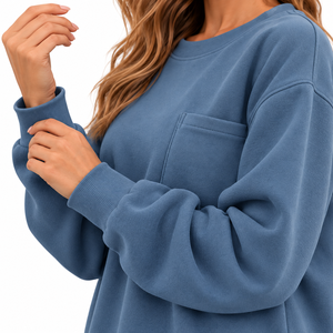 Sudadera Unisex Extra Grande con Cuello Redondo y Manga Larga, Bolsillo en el Pecho, 100% Algodón Felpa, Ecológica, Transpirable, para Invierno - Product Image 4