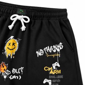 Shorts de sport pour homme personnalisés, imprimé graffiti smiley, séchage rapide, vêtements de sport d'été, respirant, polyester, streetwear, short de jeu - Product Image 5