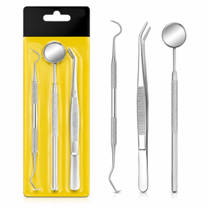 Kit de Exploración Dental Manual de Acero Inoxidable de 3 Piezas, Espejo, Sonda, Pinzas, Reutilizables, Autoclavables, con Agarre Ergonómico para Dentistas - Product Image 1