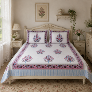 Premium Jaipur Artisanal Hand Block Print Floral Classic <b>King</b> <b>Size</b> 3-Piece 200TC 100% Cotton Eco-Friendly Soft Machine Washable - Product Image 5