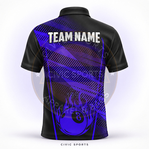 เสื้อโปโลแขนสั้นผู้ชาย Civic Sports ราคาขายส่ง พิมพ์ลาย 8 ลูก แบบกำหนดเอง เสื้อทีมระบายอากาศได้ดี - Product Image 4