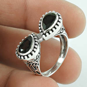 Plush Pear Shape Smoky <b>Quartz</b> Gemstone <b>Ring</b> Made From 925 Sterling Silver Handcrafted From Boho Jewelry At Wholesale Price - Product Image 2