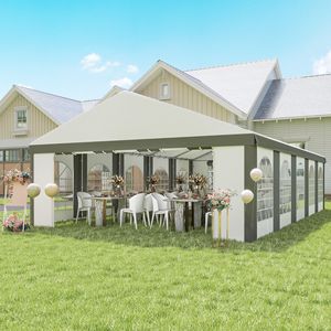 Heavy-Duty 20FT X 33FT Wedding <b>Tent</b> Outdoor Party Carport Garage Patio Gazebo <b>Canopy</b> Sidewall Gray Color Made Durable Polyester - Product Image 2