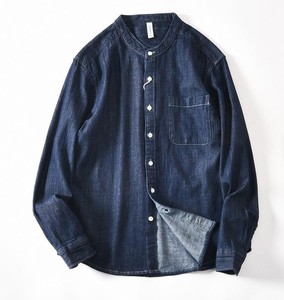 Chemise en jean pour homme, manches longues, col mandarin, 100% coton, couleur unie, boutons sur le devant, coupe classique, toutes saisons - Product Image 2