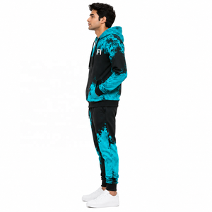 Ensemble de survêtement pour homme avec sweat à capuche imprimé et fermeture éclair, pantalon de jogging décontracté coupe régulière, en polyester imprimé FRENCH TERRY, usine B2B - Product Image 4