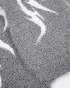 Custom Men Mohair Zip Hoodie Sweater Fuzzy Fluffy Knit Cardigan Oversized Jacquard Winter Hoodie Jacket - Product Image 5