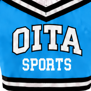 Haut court de cheerleading bleu ciel et blanc sans manches pour femmes et filles – Tenue de performance athlétique pour l'entraînement en équipe – Vêtement de sport - Product Image 3