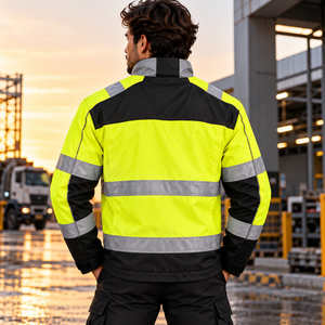 Reflective <b>Rain</b> jackets for <b>men</b> waterproof Hi Vis Safety <b>Coat</b> With Reflective Strips High Visibility <b>Rain</b> jackets - Product Image 3