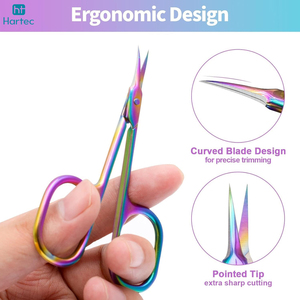 Ciseaux à cuticules et à ongles de haute qualité, durables, de forme incurvée, finition arc-en-ciel, tendance, OEM ODM, prix de gros. - Product Image 6