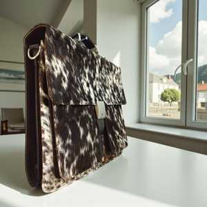 Maletín de Cuero Genuino Vintage con Pelo para Portátil, Bolso de Negocios, Maletín de Mensajero, Bolso de Mano, Bolso de Oficina para Ordenador Portátil LPBH-0008 - Product Image 4