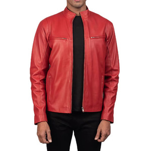 Chaqueta de cuero personalizada para hombre, de invierno, corte ajustado, transpirable, con cremallera, estilo motero, informal, para exteriores, a la moda. - Product Image 1